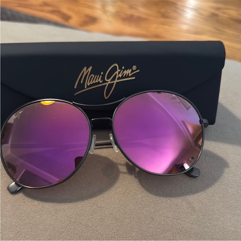 NWOT Maui Jim Opihi Purple Mirrored Polarized Titanium Sunglasses